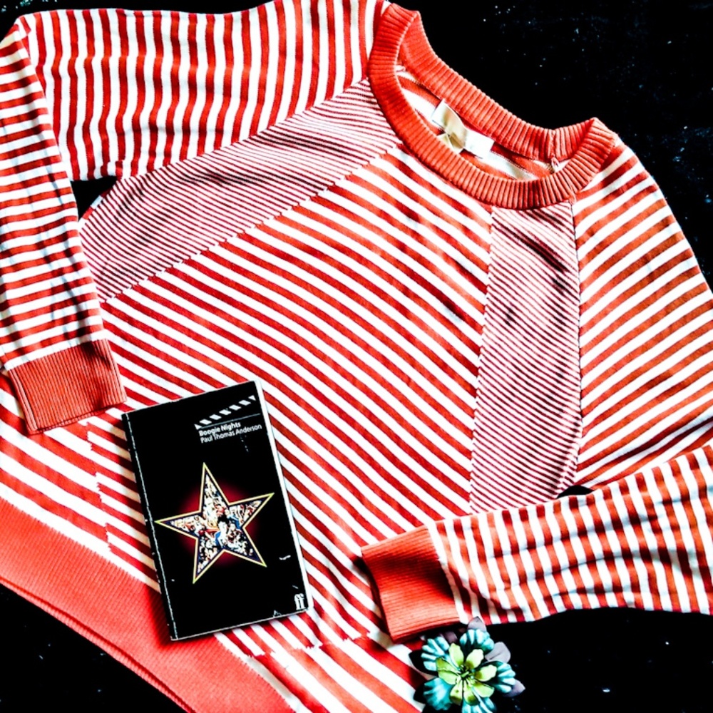 **NWT**Michael Kors Orange/White Stripes Sweater